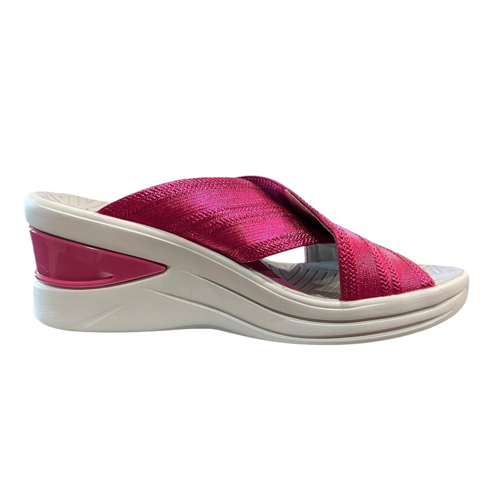 Bzees Hot Pink Metallic Vista Wedge Sporty Slip On Slide Sandals  Size US 7.5 - Picture 4 of 12